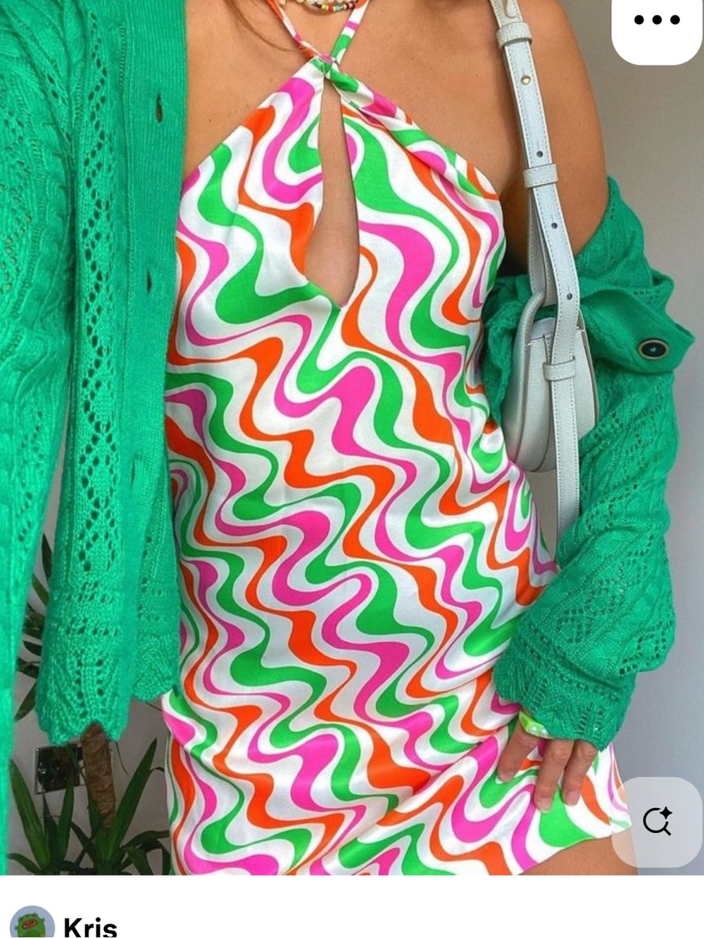 ZARA S Psychedelic Halter Mini Dress in Green, Pink, Orange, White